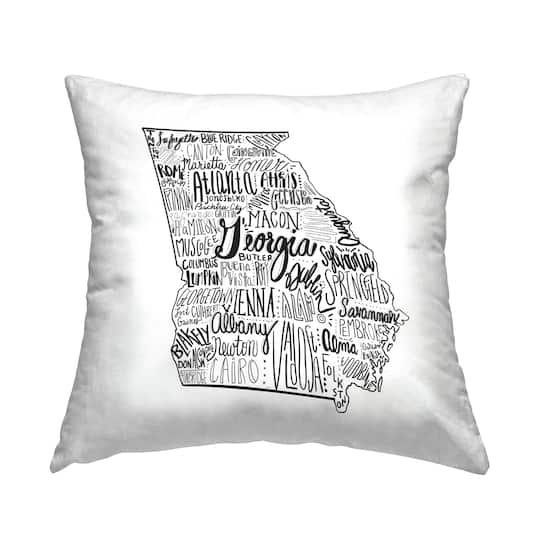 Stupell Industries Georgia State Cities Whimsical Typography Shape Throw Pillow, 18" x 18"